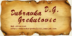 Dubravka Grekulović vizit kartica